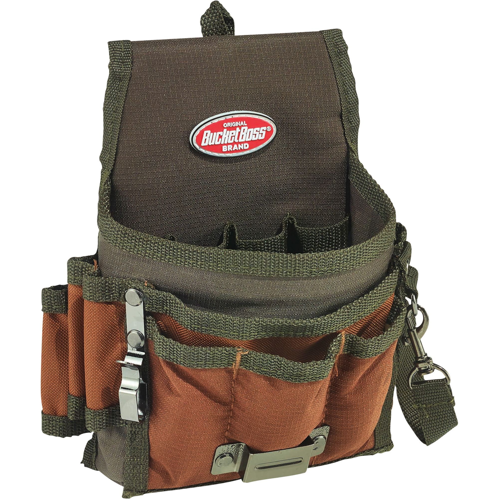 Bucket Boss Tool Pouch with Flapfit,7 3/4in.W x 10in.H x 3in. Thick, Model# 54140